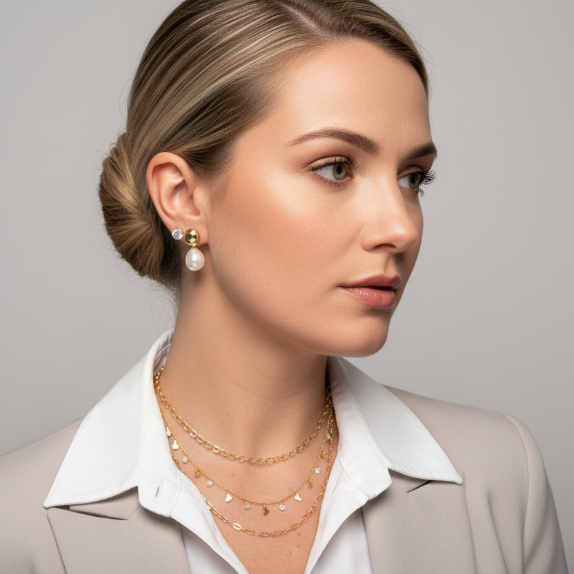 NECKLACE 3in1 CHAINS HEARTS AND CRYSTALS