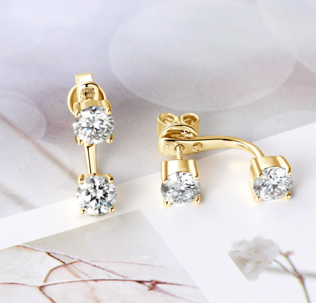 EARRINGS EAR JACKET MOISSANITE
