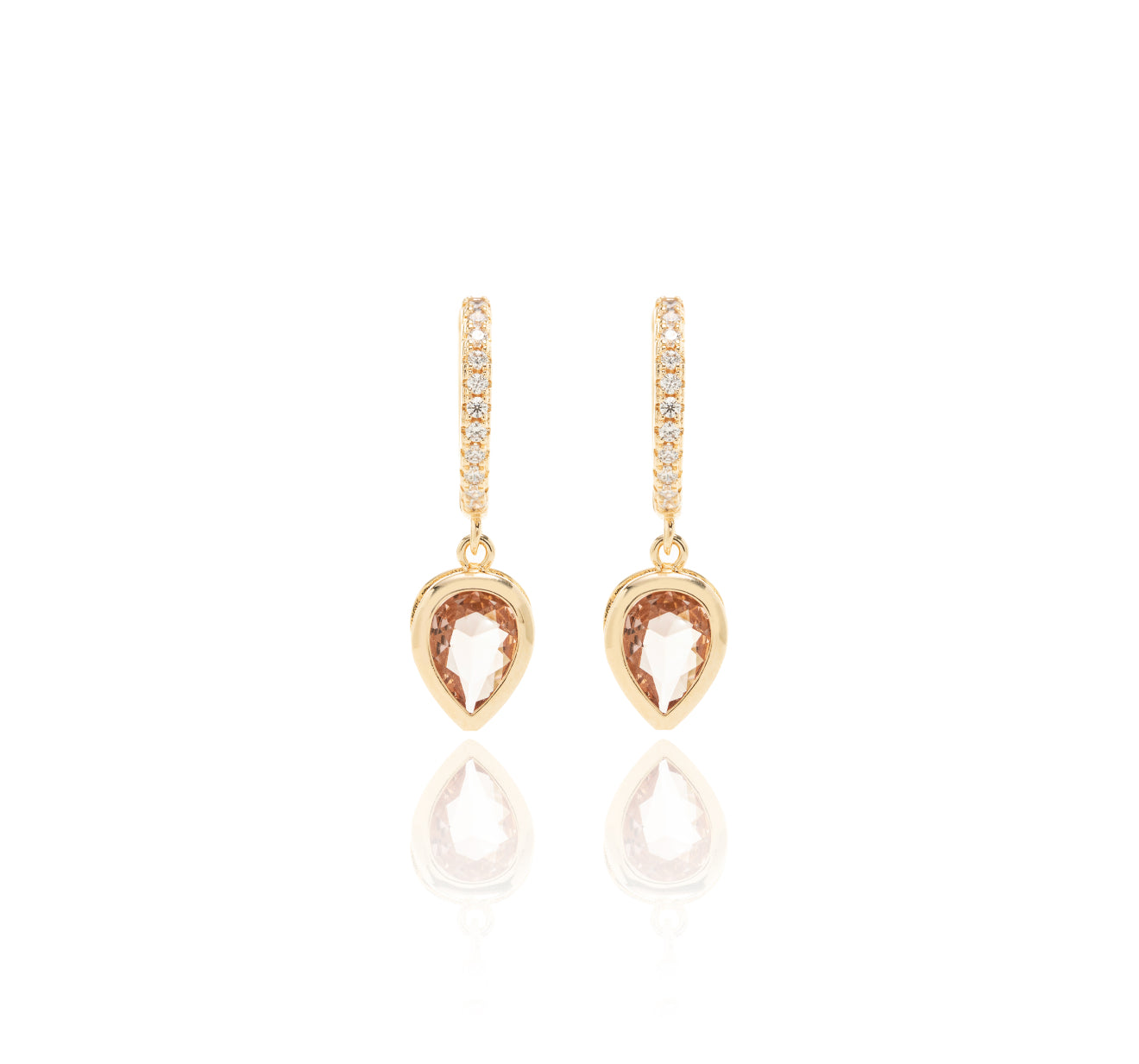 EARRING HOOPS BROWN TOPAZ CRYSTAL AND MICRO CUBIC ZIRCONS