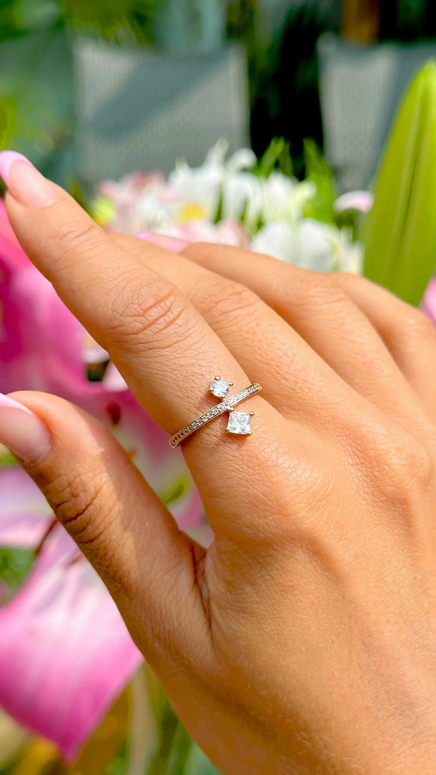 RING SQUARE AND CIRCLE CUBIC ZIRCON size 🇧🇷20/🇺🇸8