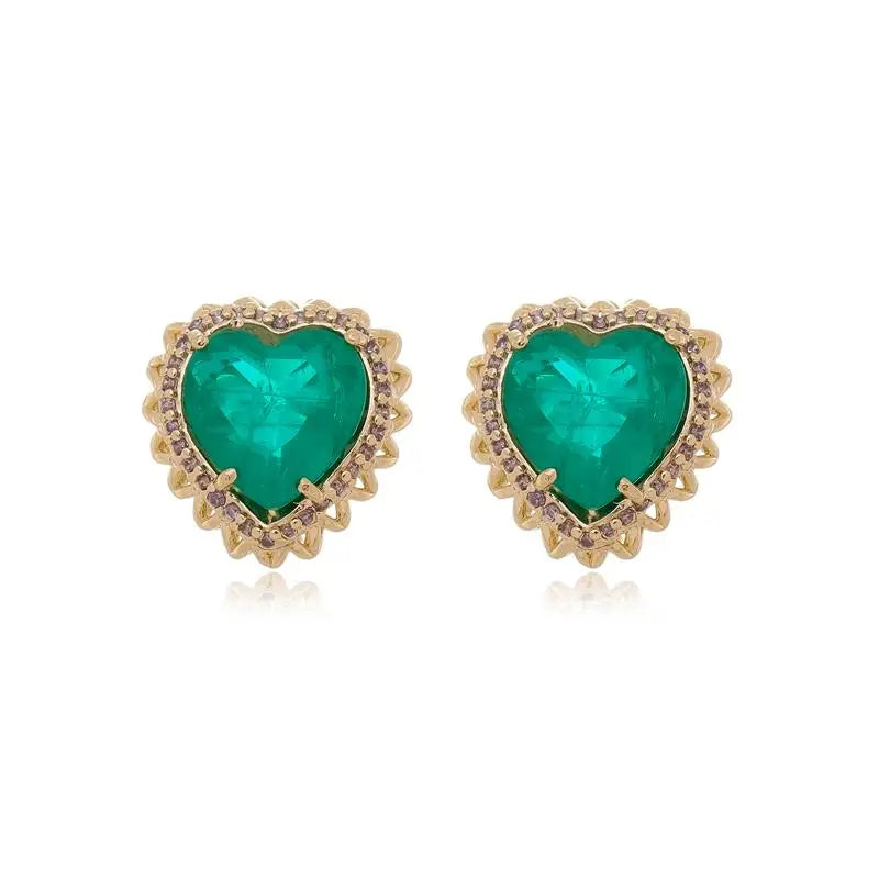 EARRING HEART FUSION GREEN