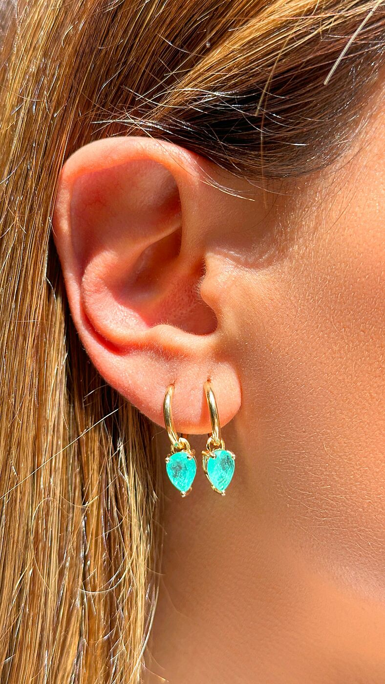 EARRING HOOPS TEAR DROP FUSION TURMALINE