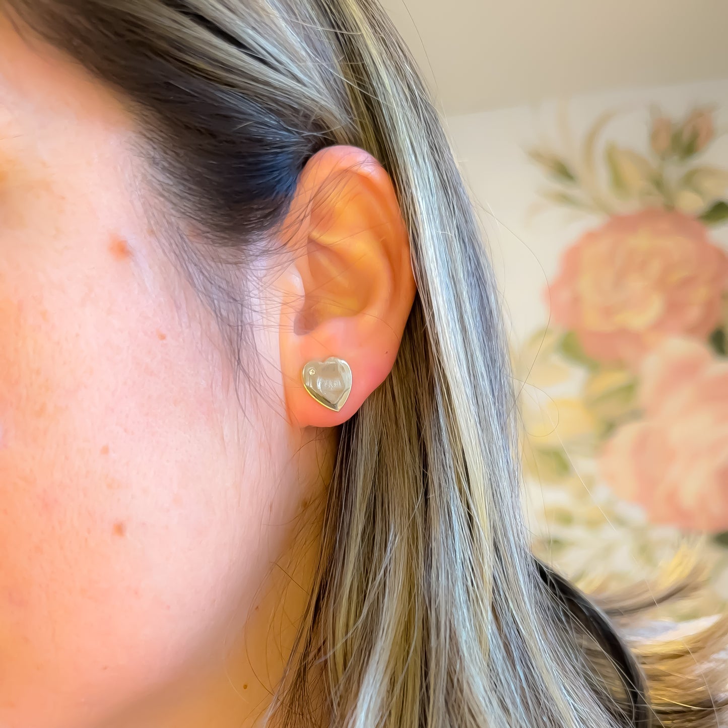 EARRING FLAT HEART MINI CRYSTAL