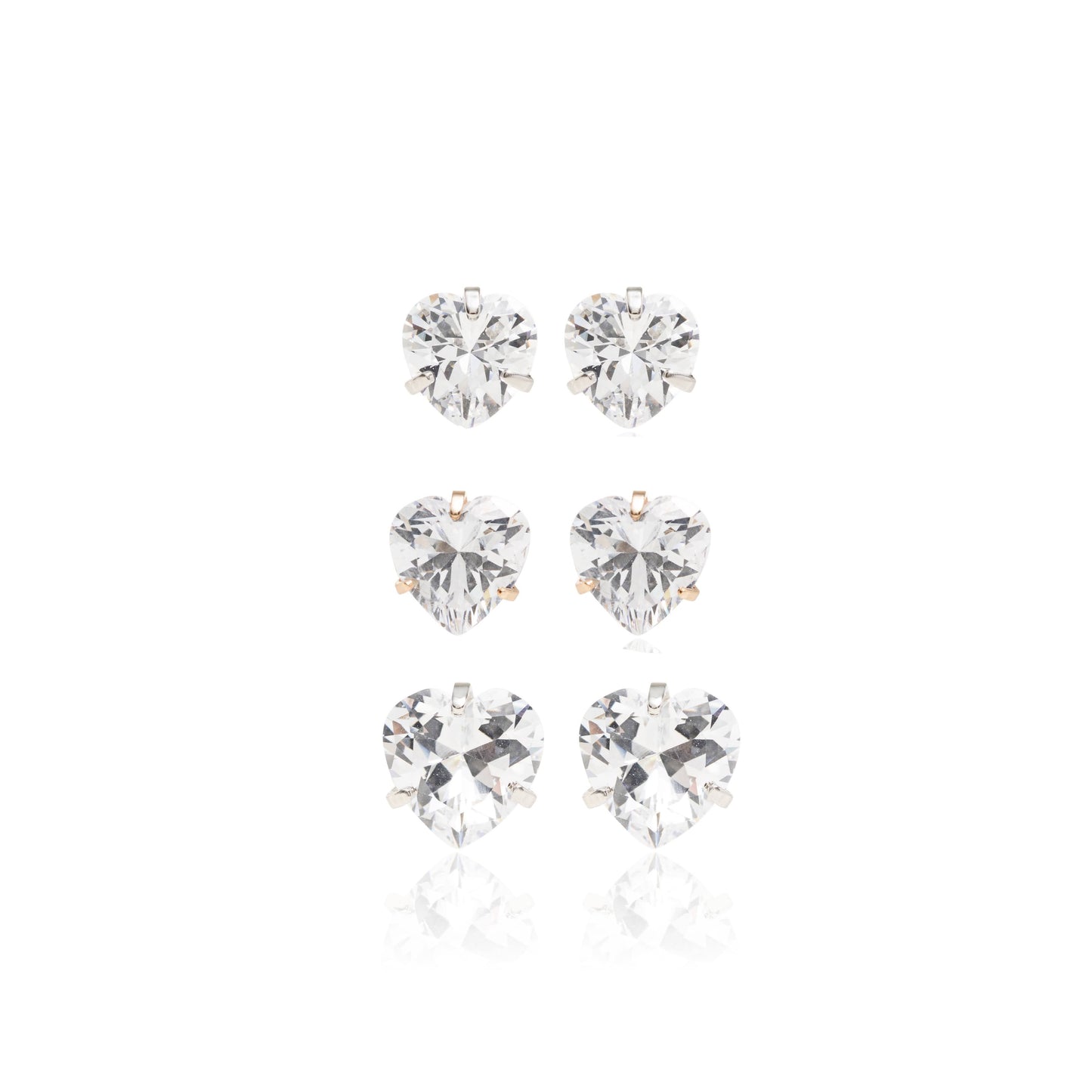 EARRINGS TRIO HEARTS CUBIC ZIRCONIA