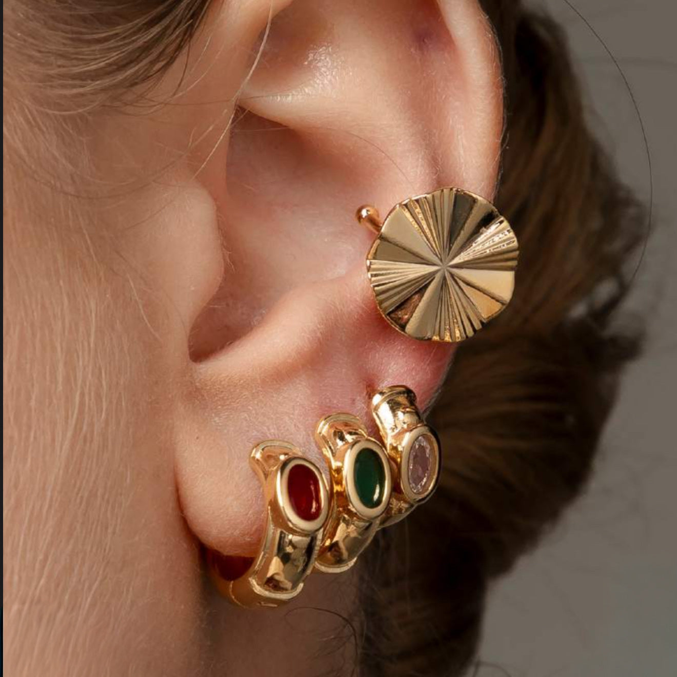 EARRING HOOPS CHUNKY CRYSTAL
