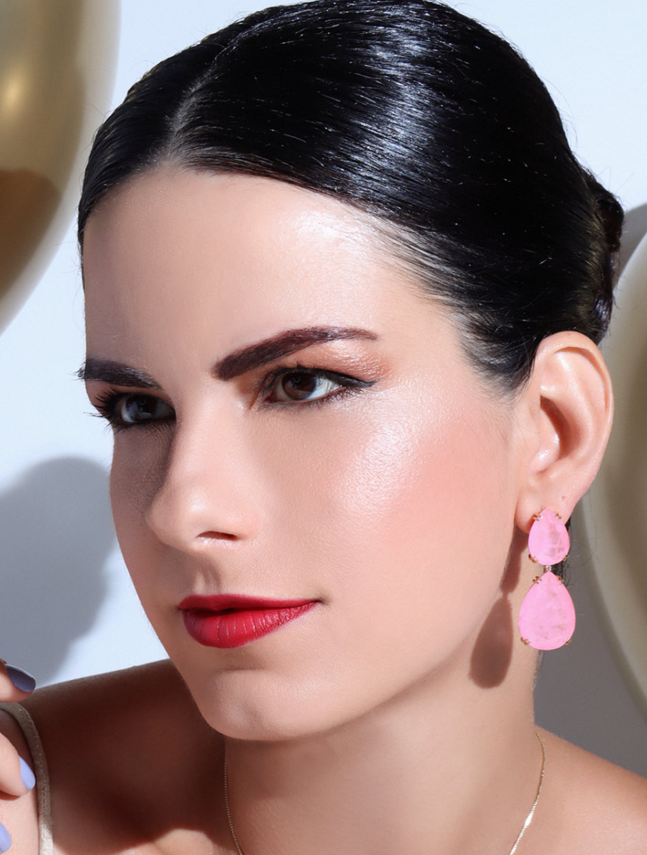 EARRING PINK FUSION TEAR DROPS