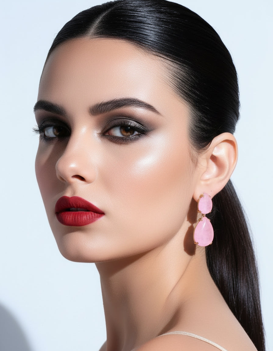 EARRING PINK FUSION TEAR DROPS