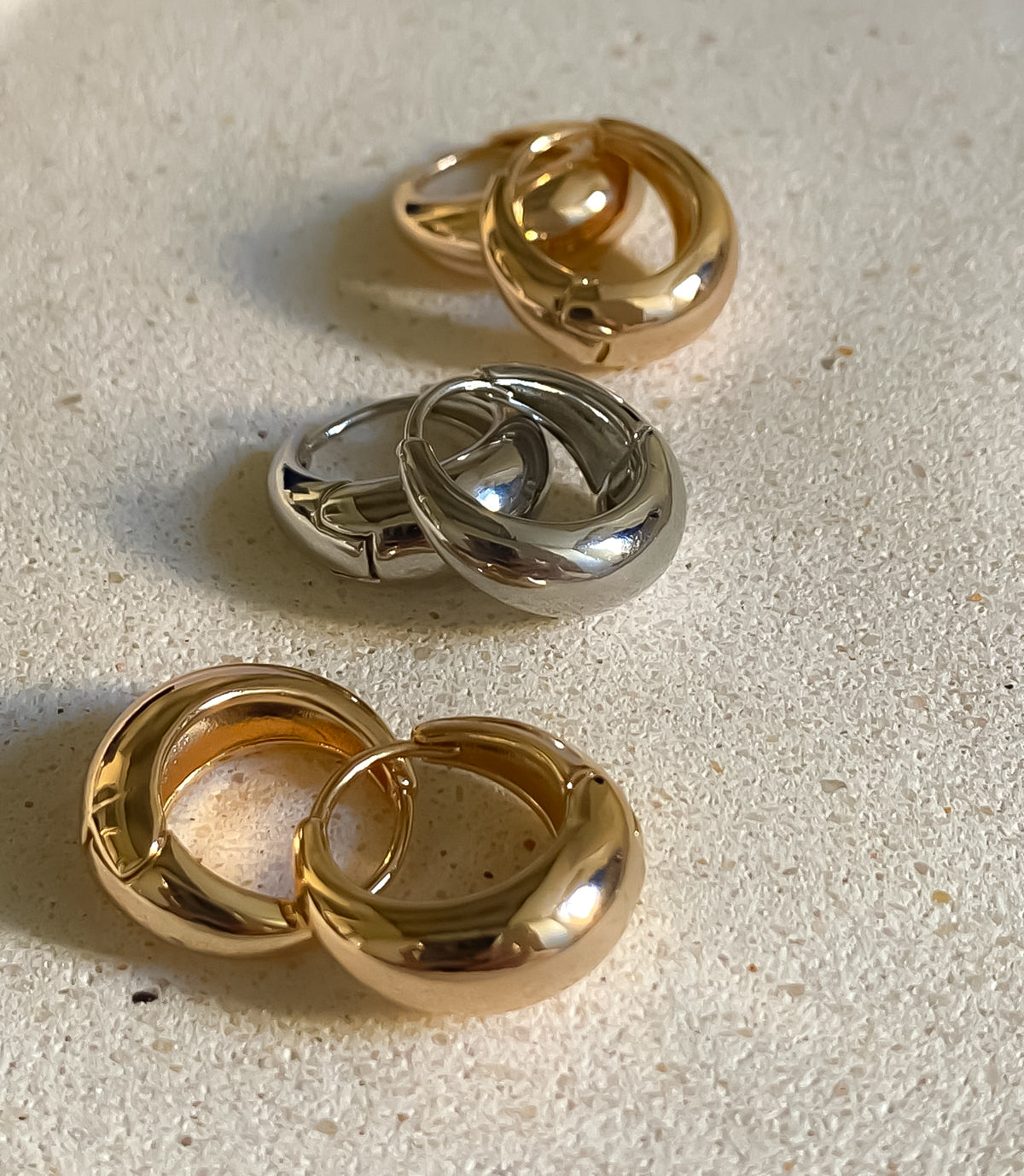 EARRING HOOPS TRIO OVAL SILVER/GOLD