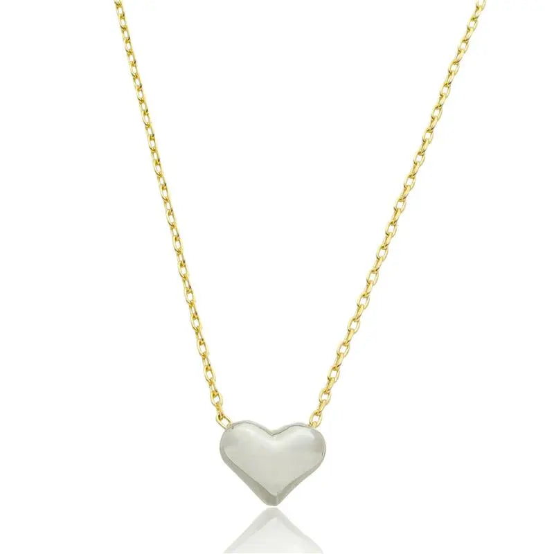 NECKLACE SILVER HEART DUO PLATED