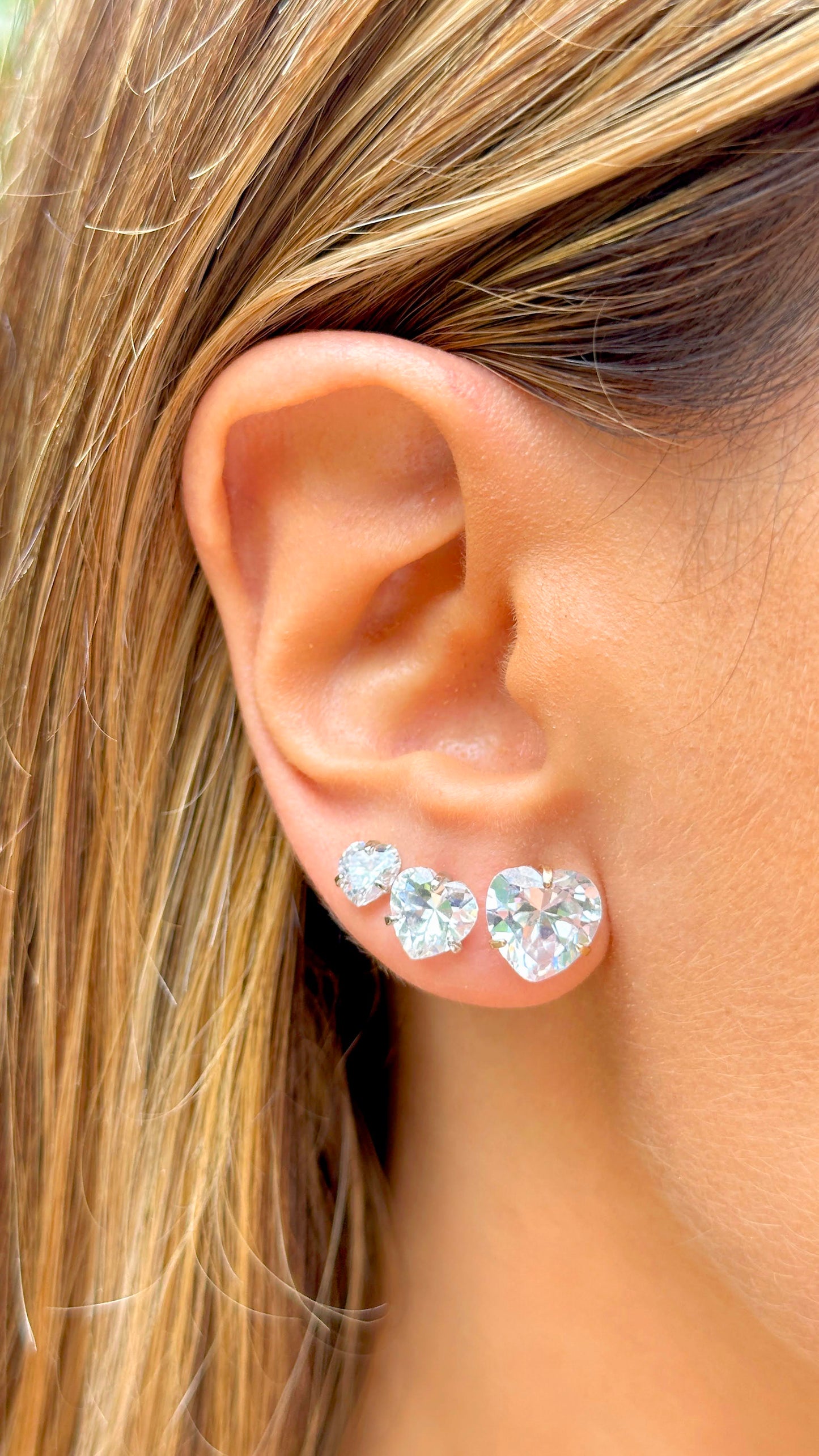 EARRINGS TRIO HEARTS CUBIC ZIRCONIA