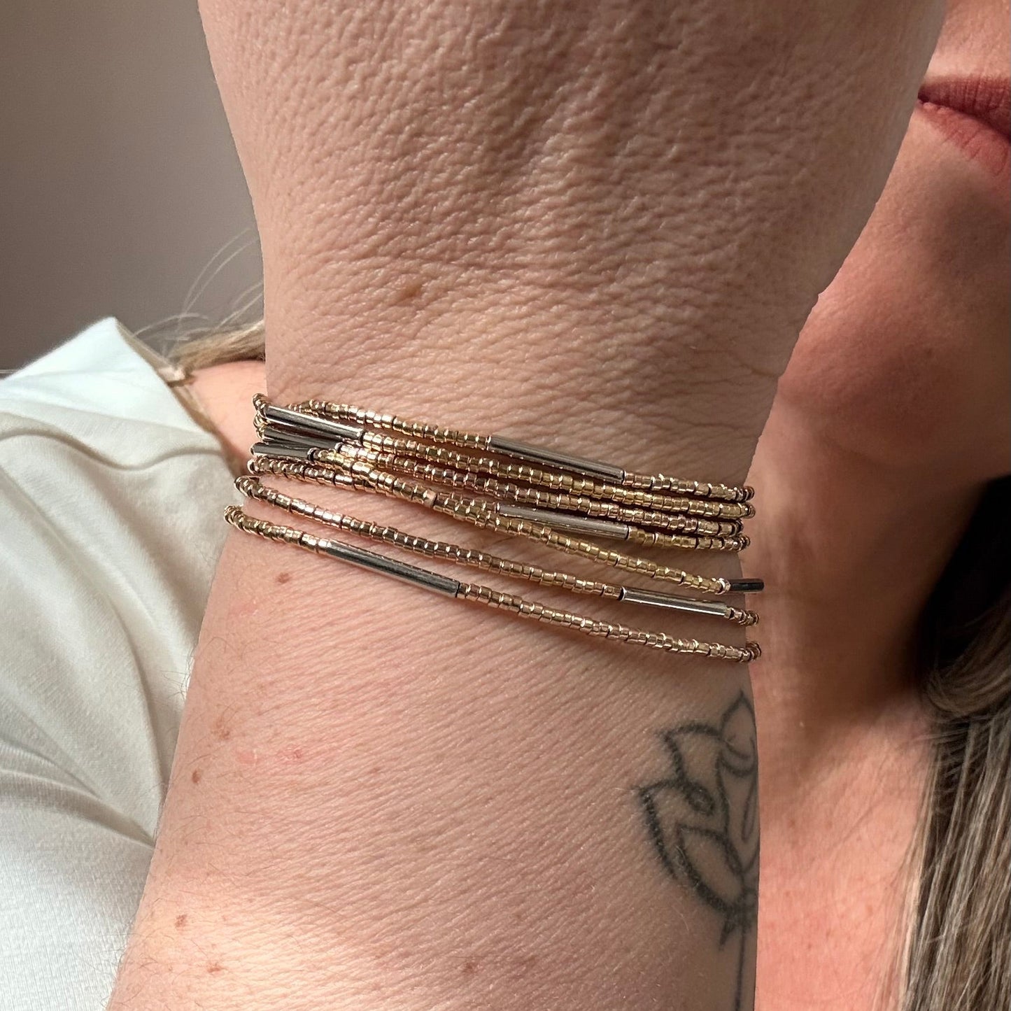 NECKLACE DUO PLATED 120CM LONG