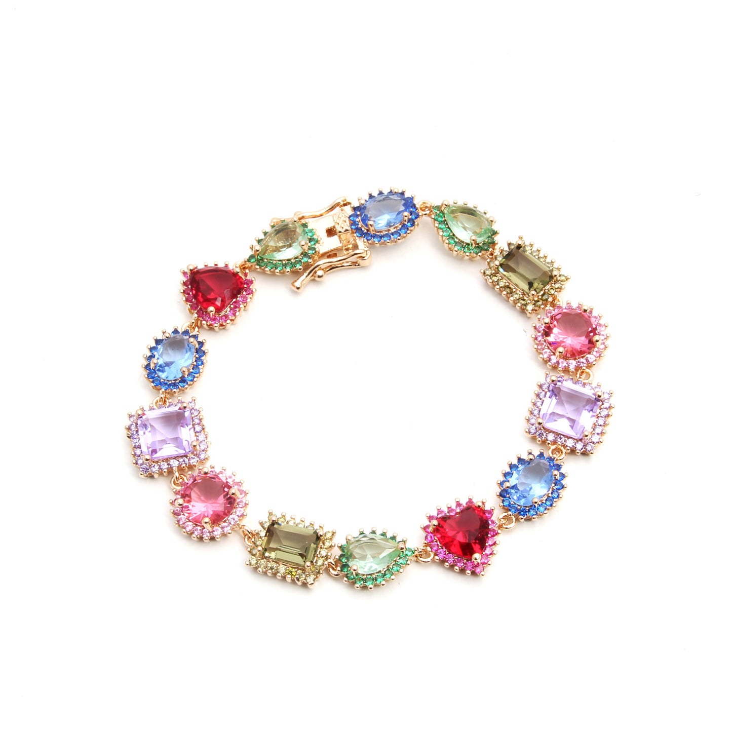 PULSEIRA GEMA CRISTAIS DE CORES GEOMÉTRICAS