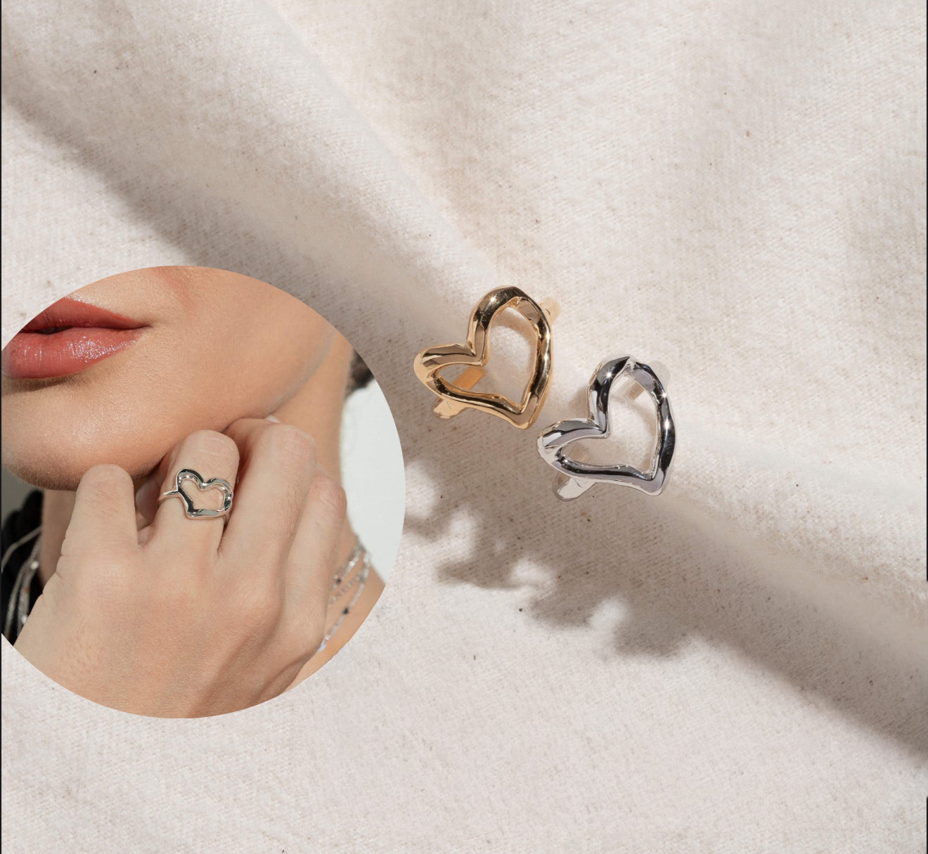 RING ORGANIC HEART MINIMALIST ADJUSTABLE