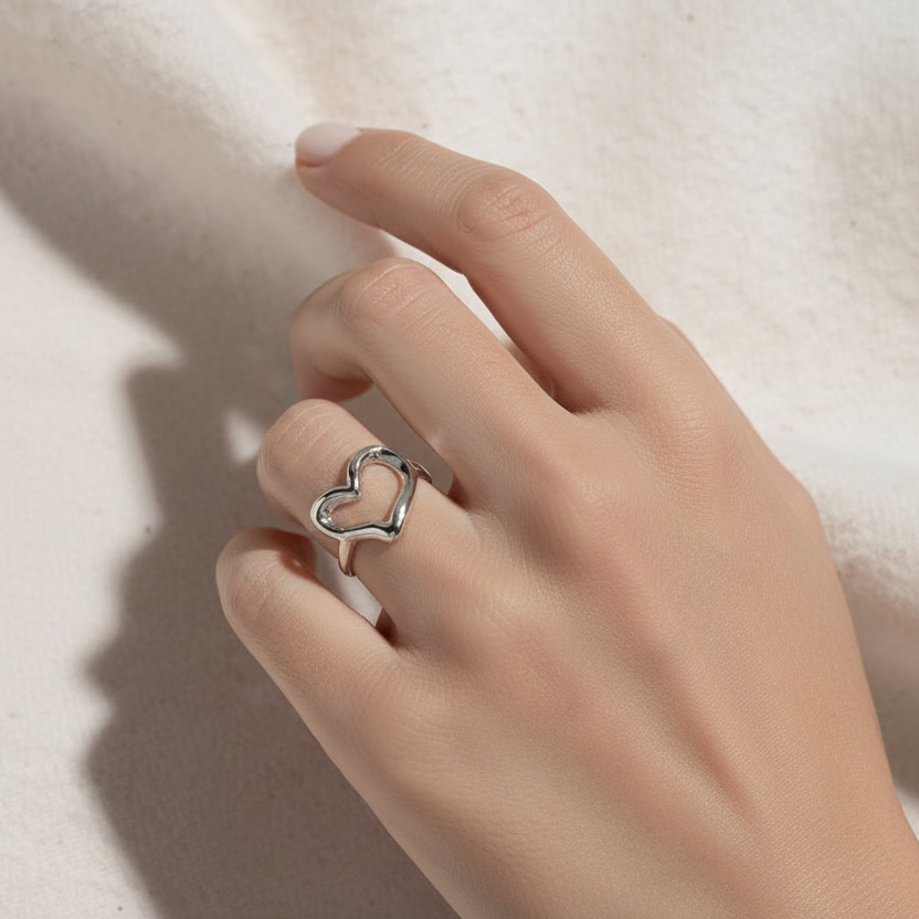 RING ORGANIC HEART MINIMALIST ADJUSTABLE