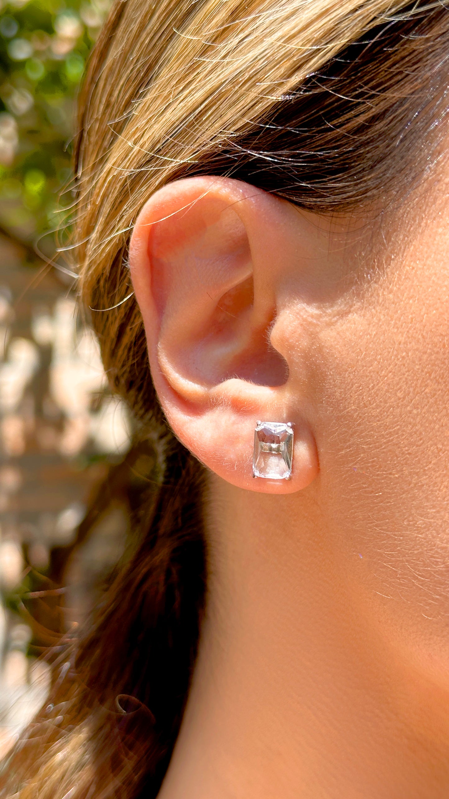 EARRINGS RECTANGLE CRYSTAL 6x9