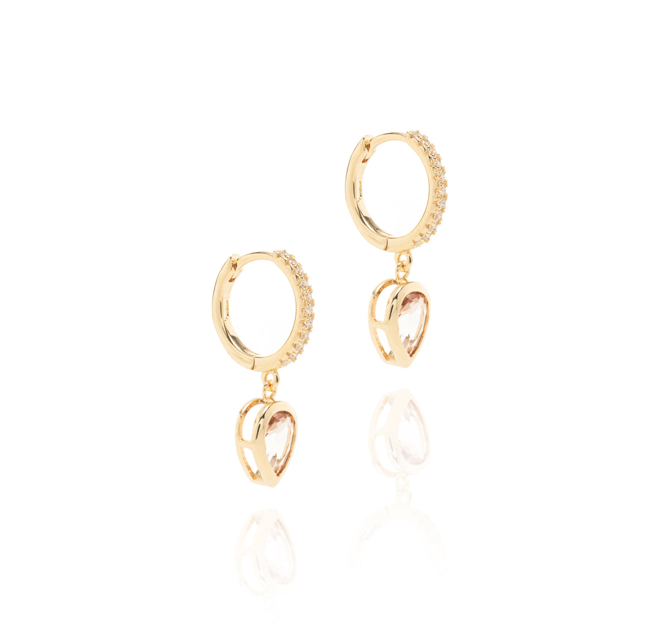 EARRING HOOPS BROWN TOPAZ CRYSTAL AND MICRO CUBIC ZIRCONS