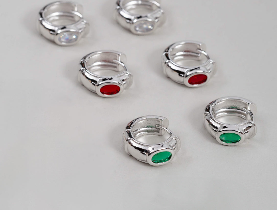 EARRING HOOPS CHUNKY CRYSTAL
