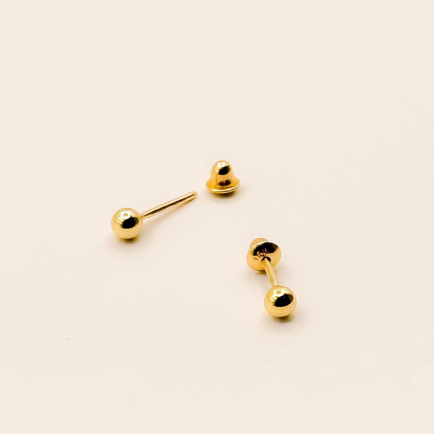EARRINGS SPHERE 3MM - SOLID 18K GOLD