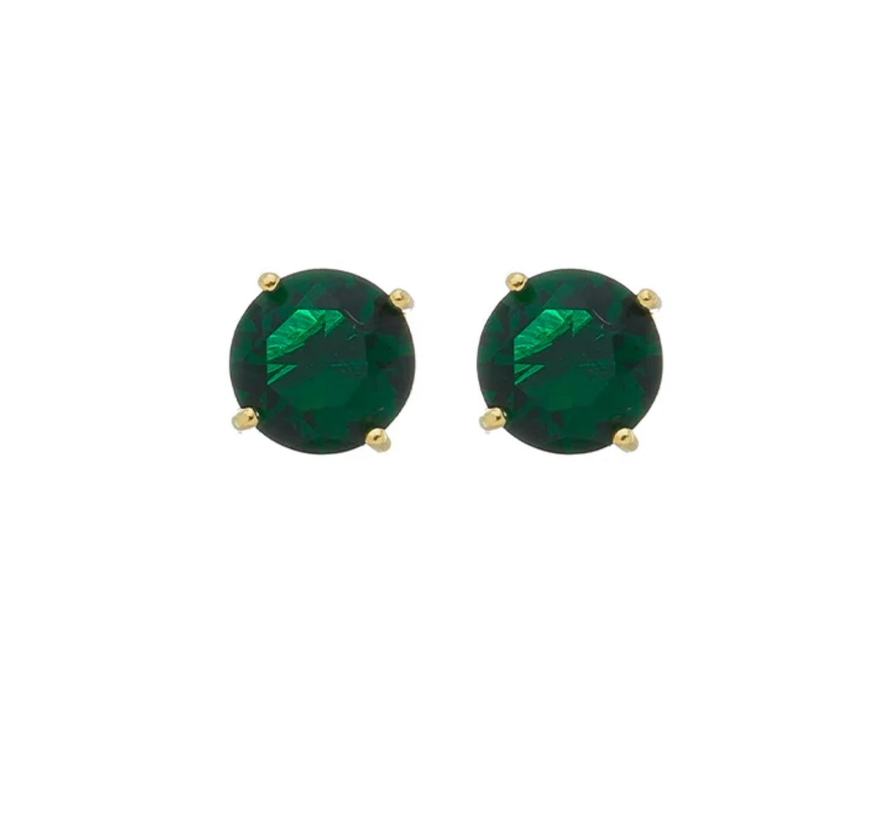 EARRING ROUND EMERALD GREEN