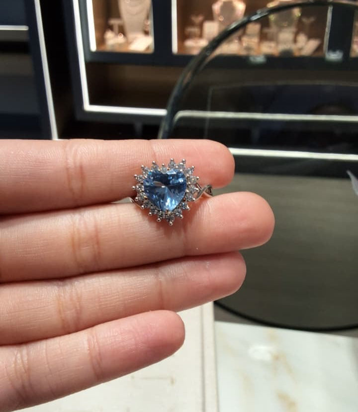 RING HEART STUDDED CUBIC ZIRCONIA