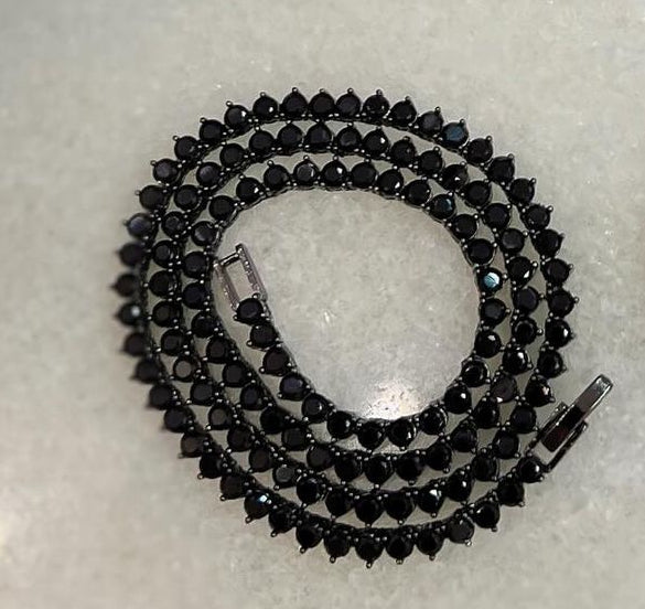 NECKLACE RIVIERA BLACK CUBIC ZIRCONIA 4MM