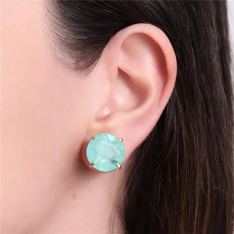 EARRING ROUND FUSION TURMALINE CRYSTAL 15mm