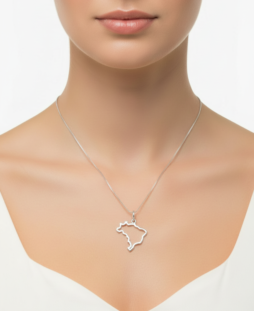 NECKLACE BRAZIL MAP LINE