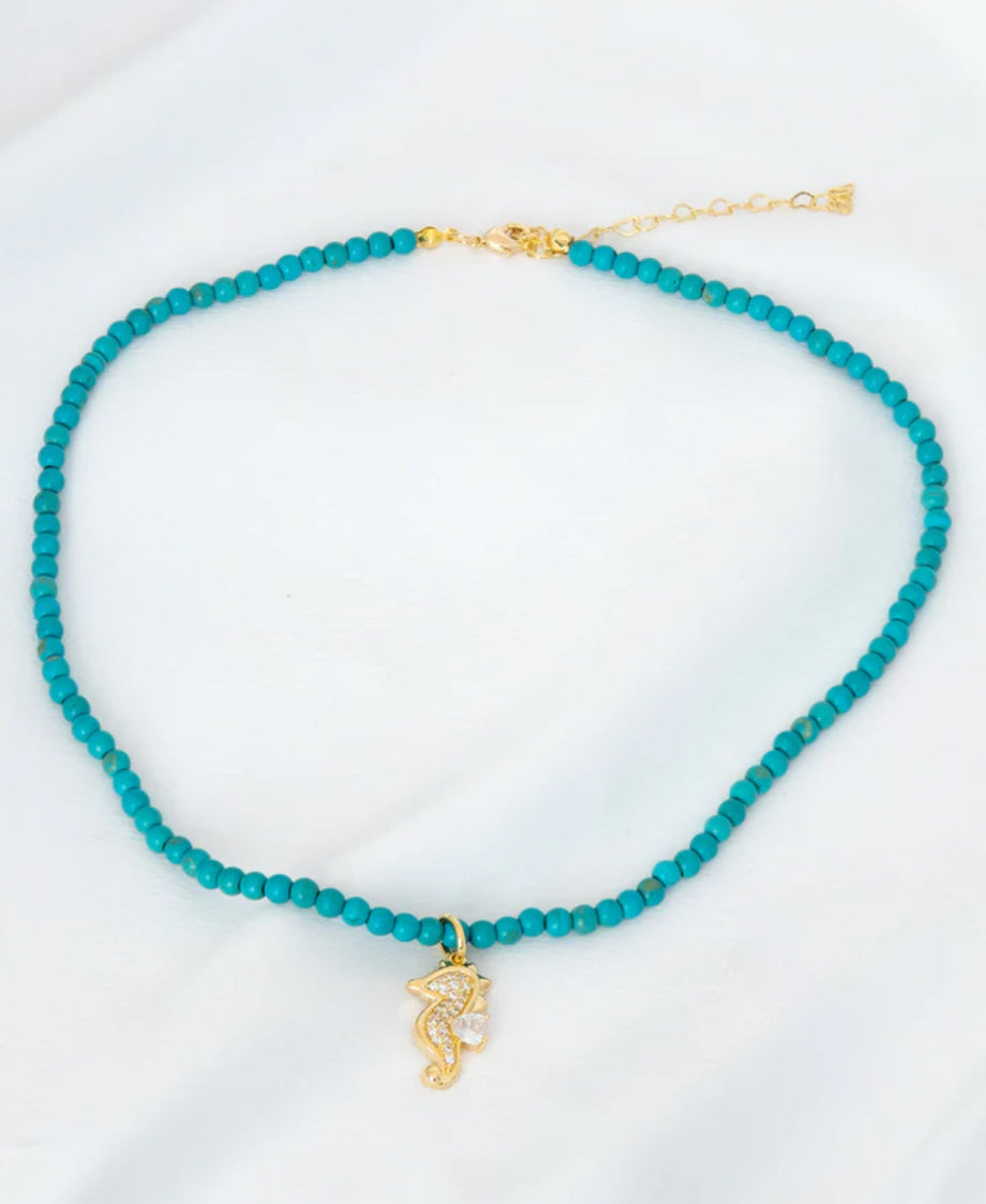 NECKLACE TURQUOISE SEAHORSE