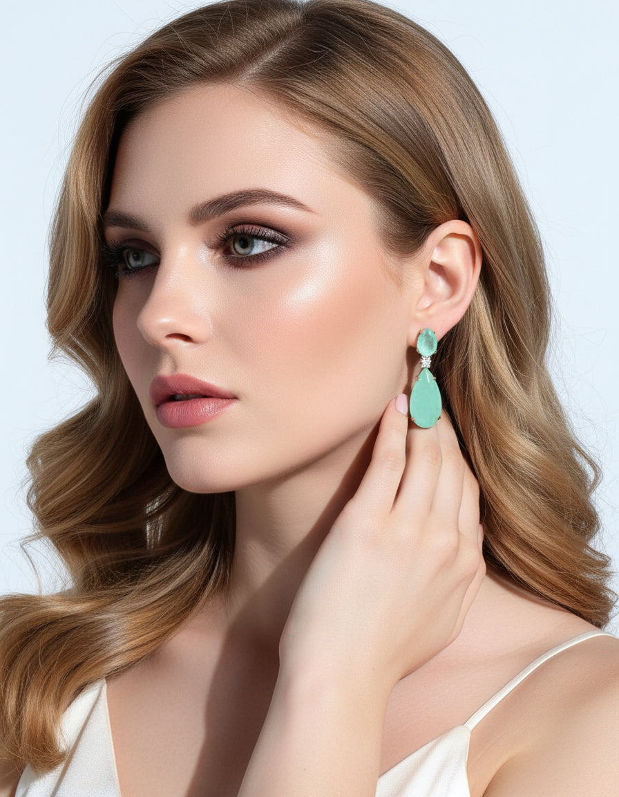 BRINCO VERDE AQUA FUSION TEAR DROPS