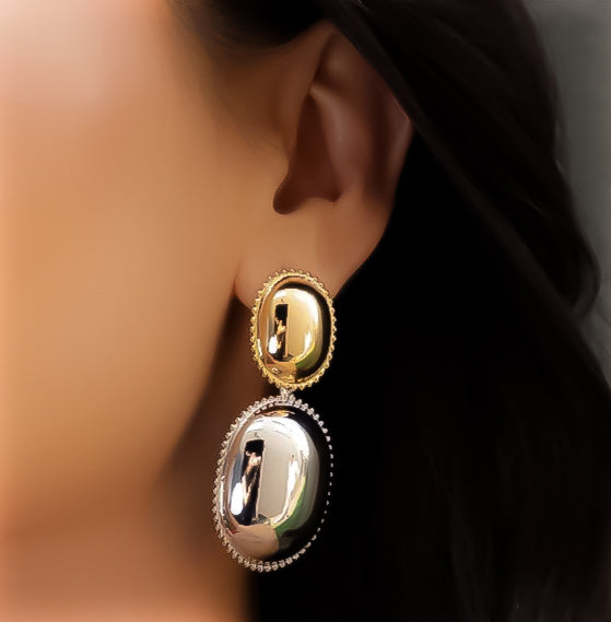 EARRINGS MAXI OVAL DUO PLATED
