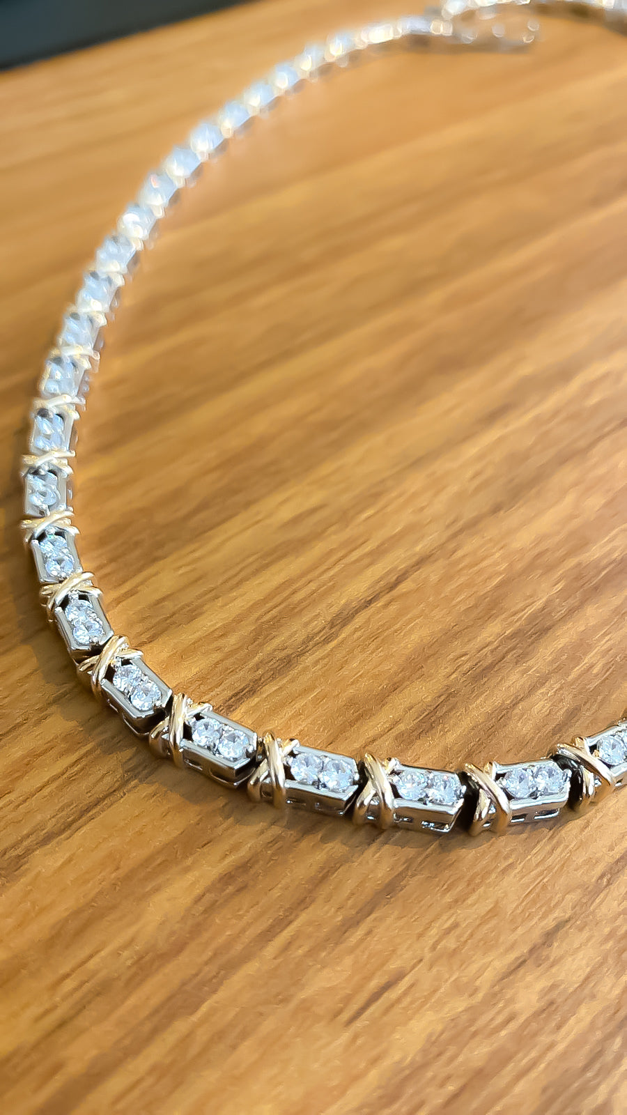 NECKLACE X DUO PLATED WITH CUBIC ZIRCONIA