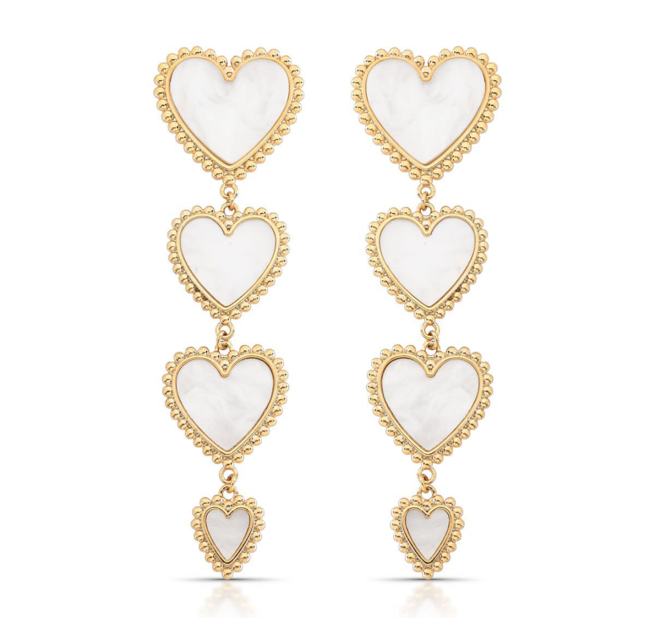 EARRINGS MOTHER OF PEARL 4 HEARTS