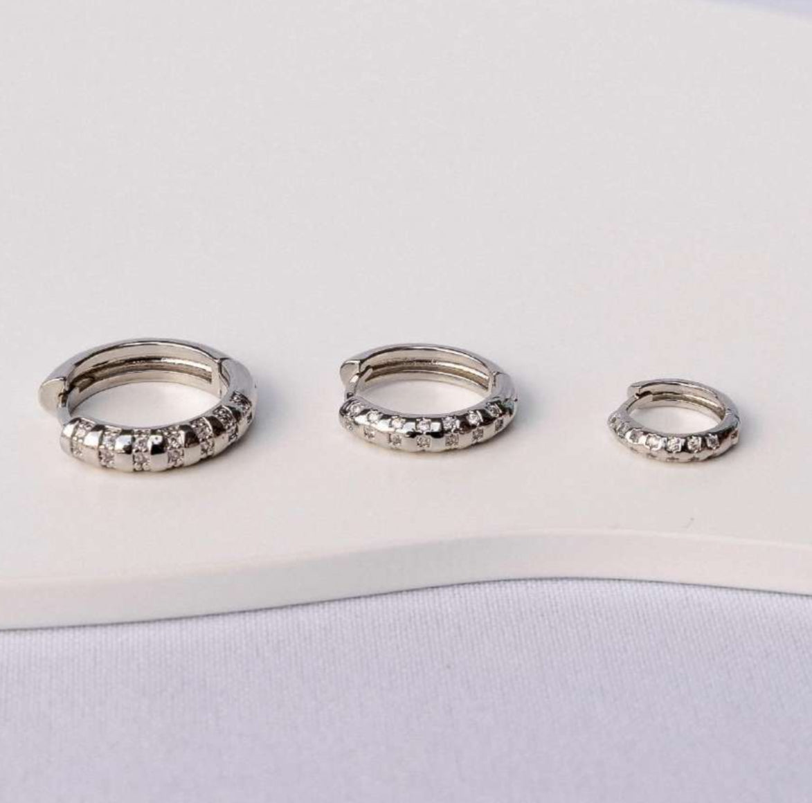 EARRING HOOPS WITH CRYSTALS (one pair)