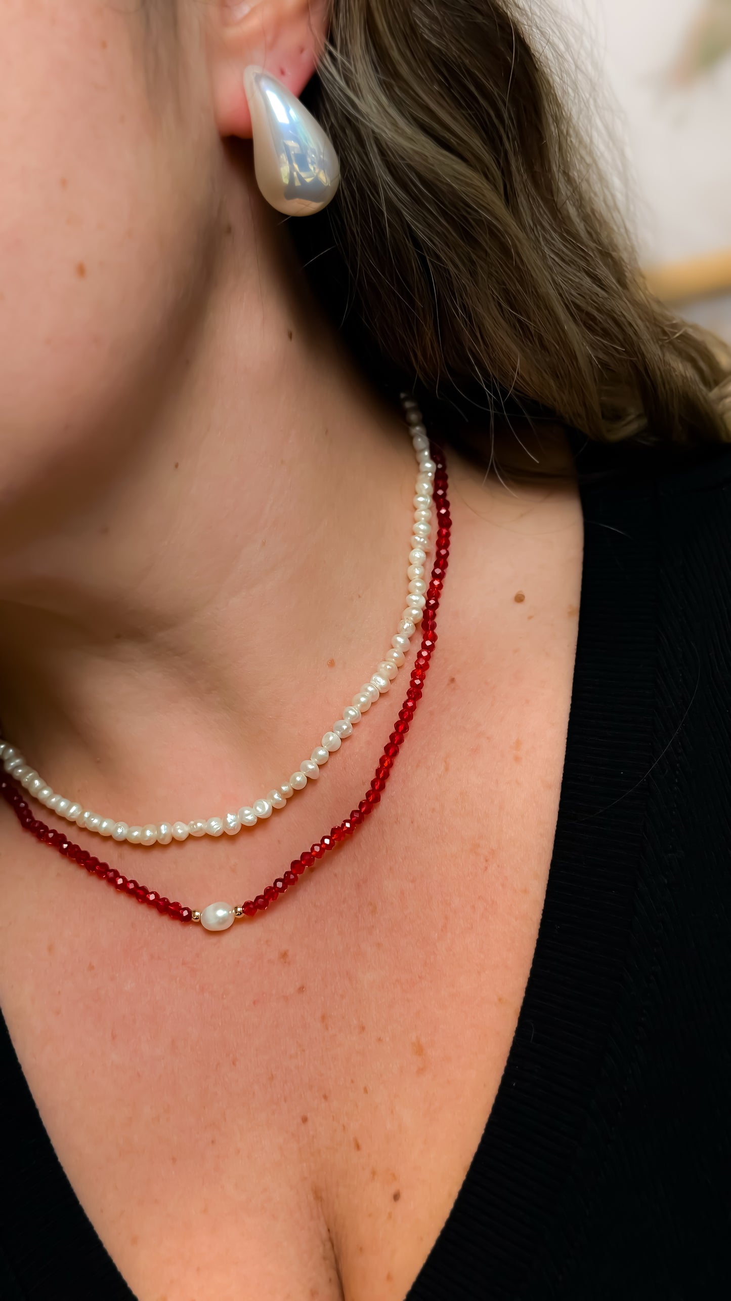 NECKLACE CRYSTALS WITH BAROQUE PEARL
