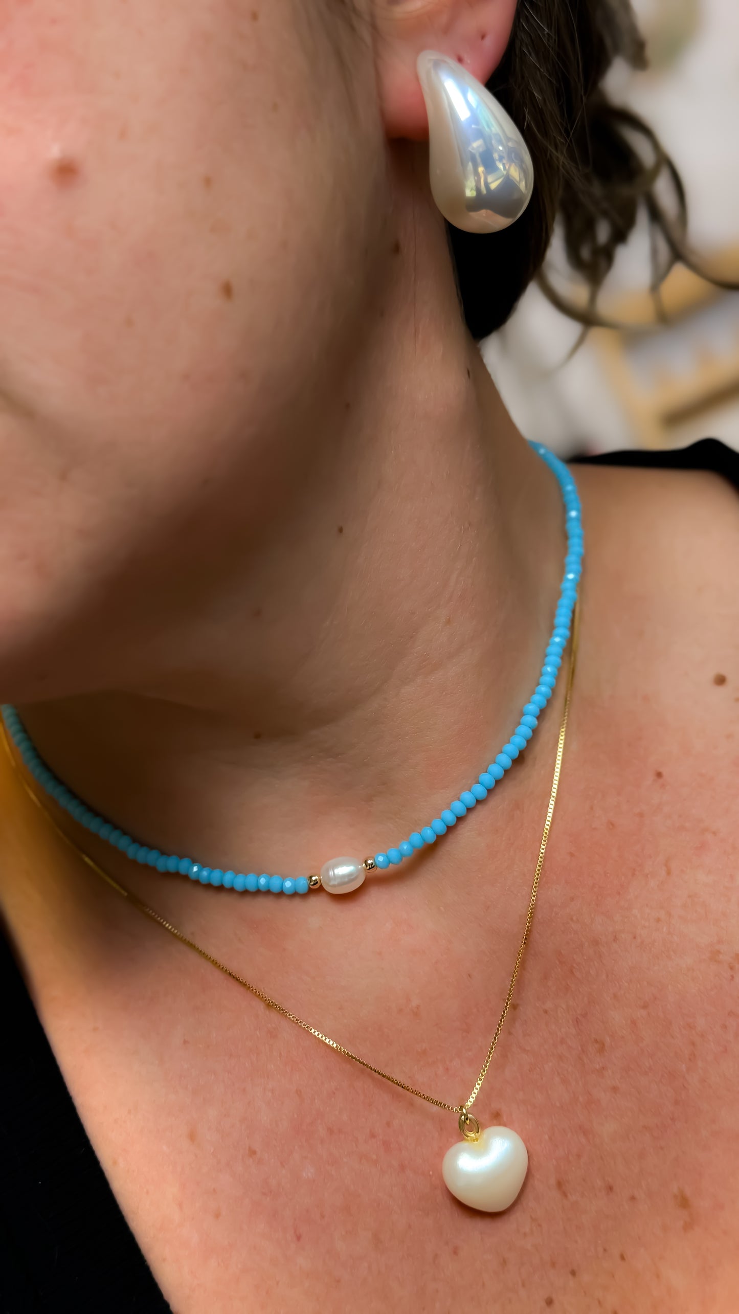 NECKLACE CRYSTALS WITH BAROQUE PEARL