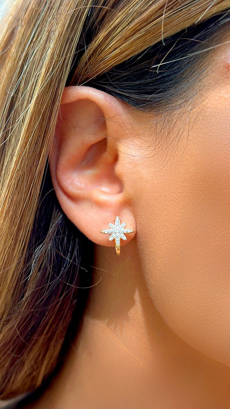 EARRING HOOPS STAR CRYSTALS