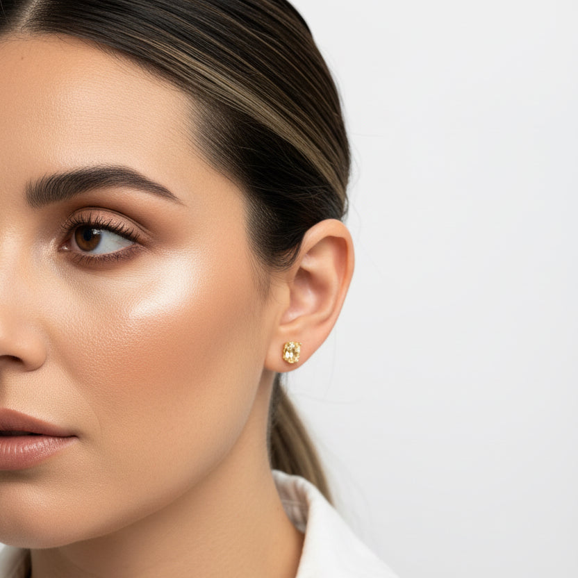 EARRING STUDS OVAL 6x8mm SILVER925