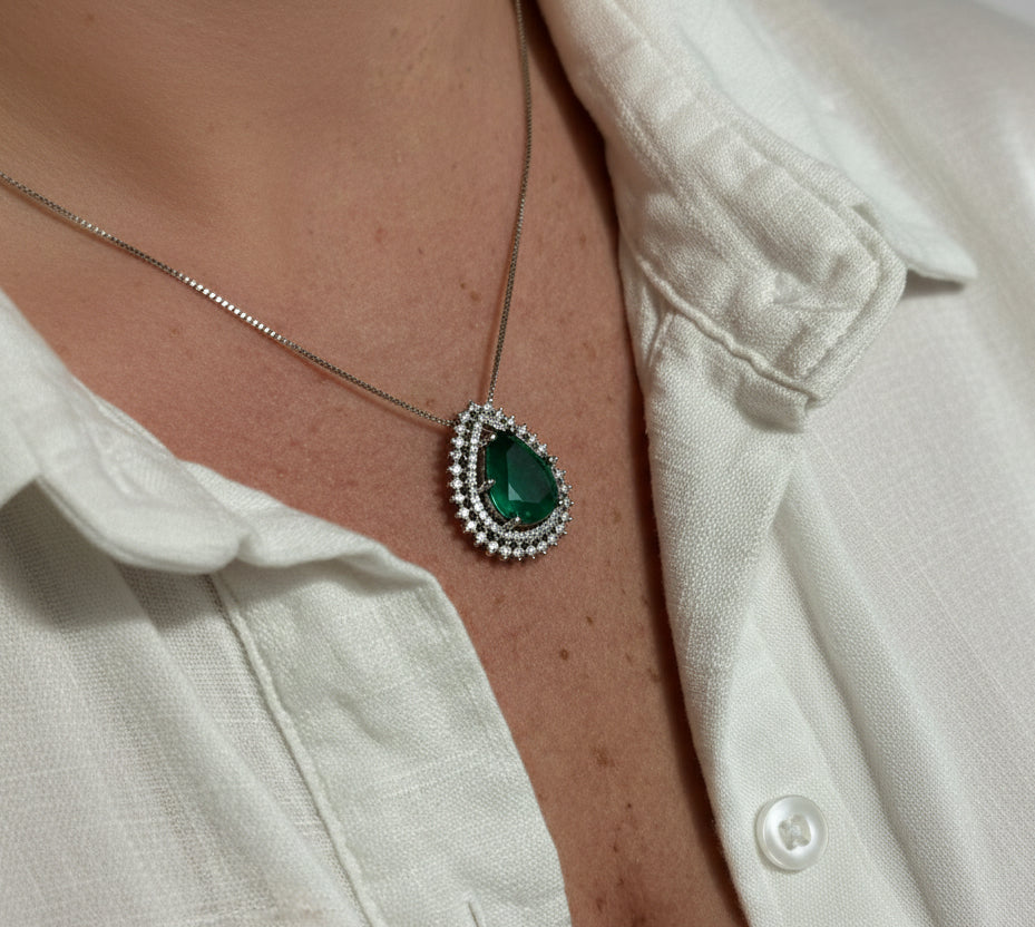 JEWELRY SET EMERALD FUSION TEAR DROP