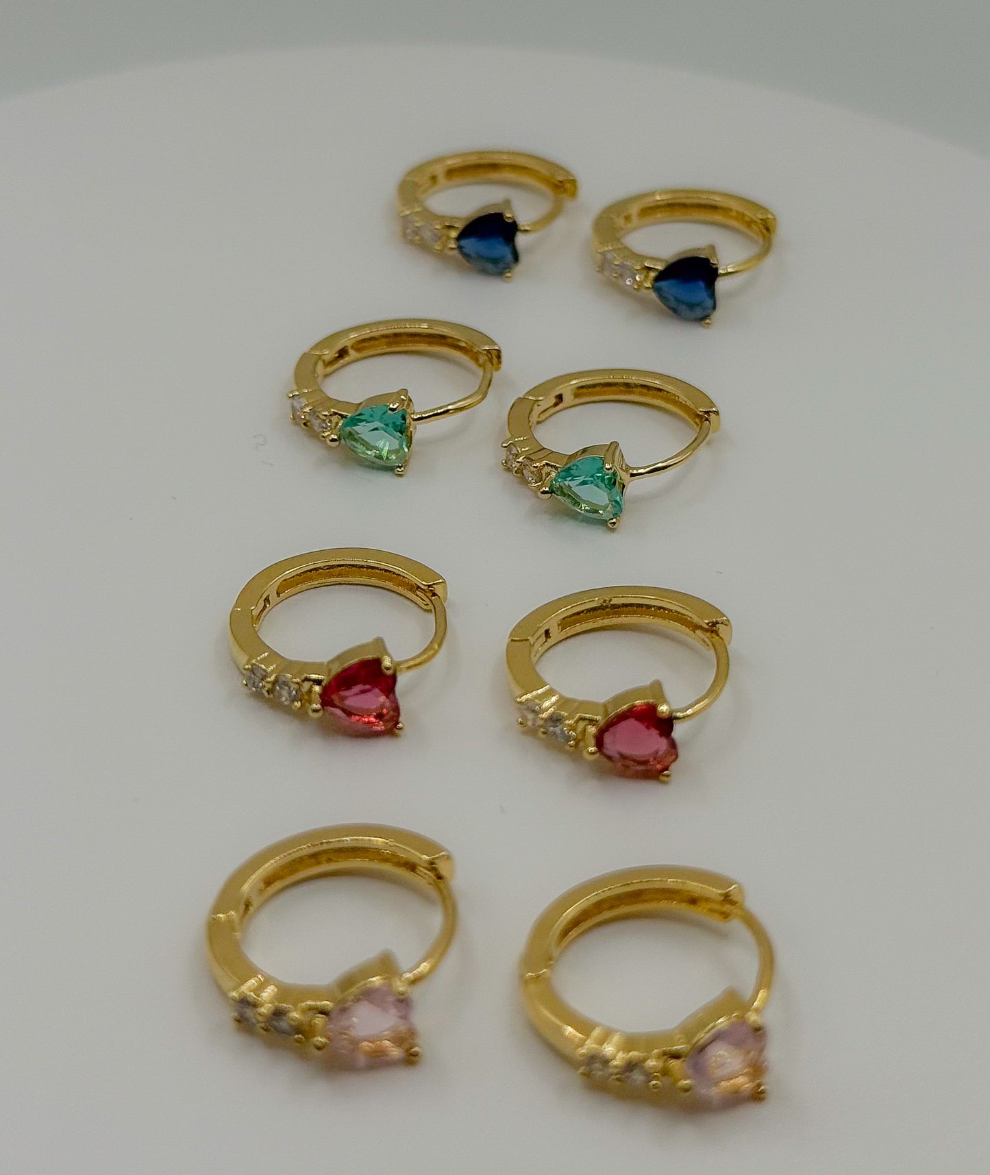 EARRING HOOPS HEART COLOR CRYSTAL