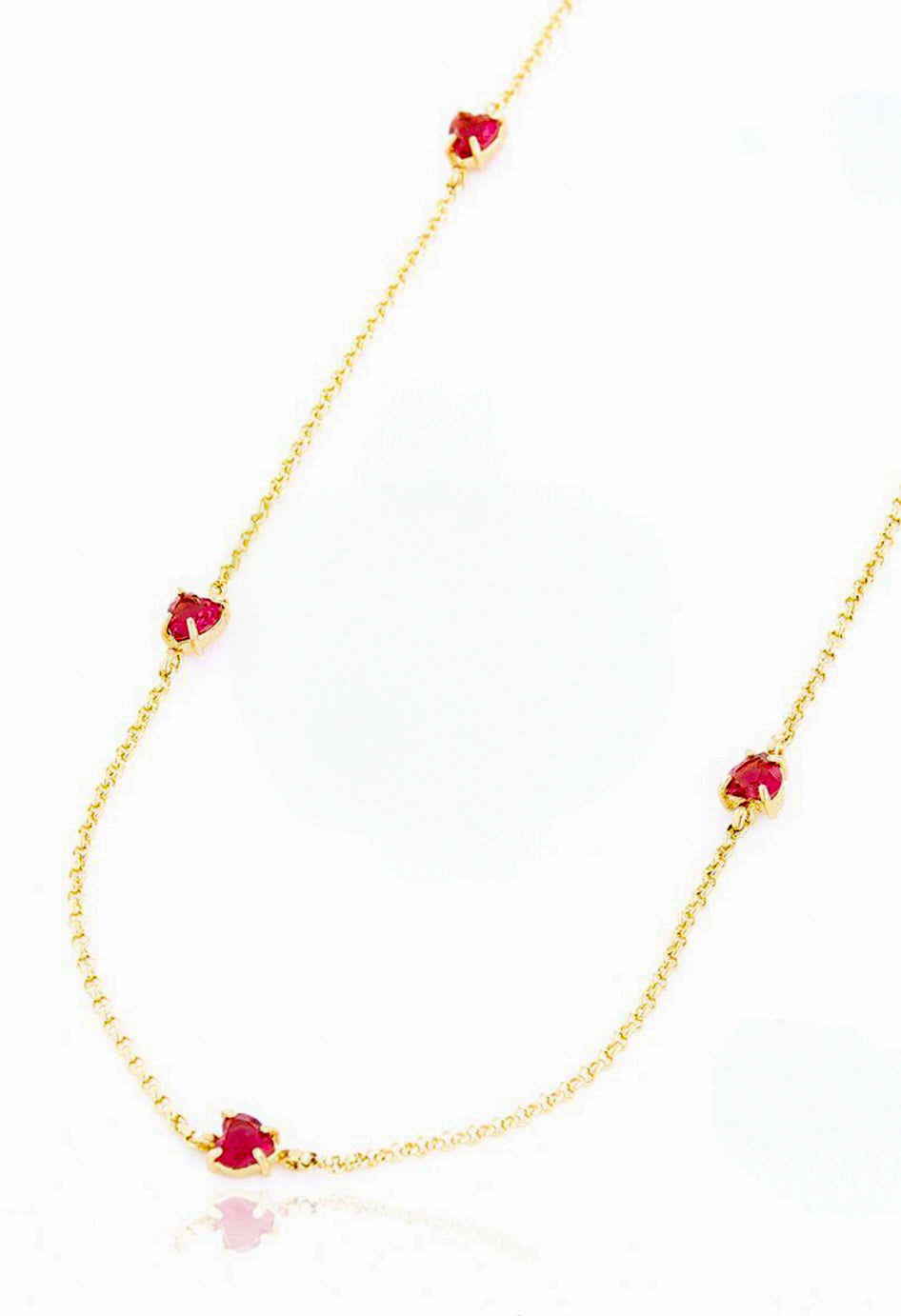 NECKLACE CHOKER 5 RUBY RED HEARTS