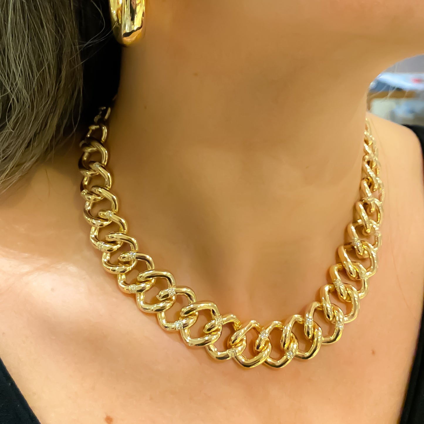 NECKLACE CHOKER DELUXE CHAIN MINI STUDDED CRYSTALS