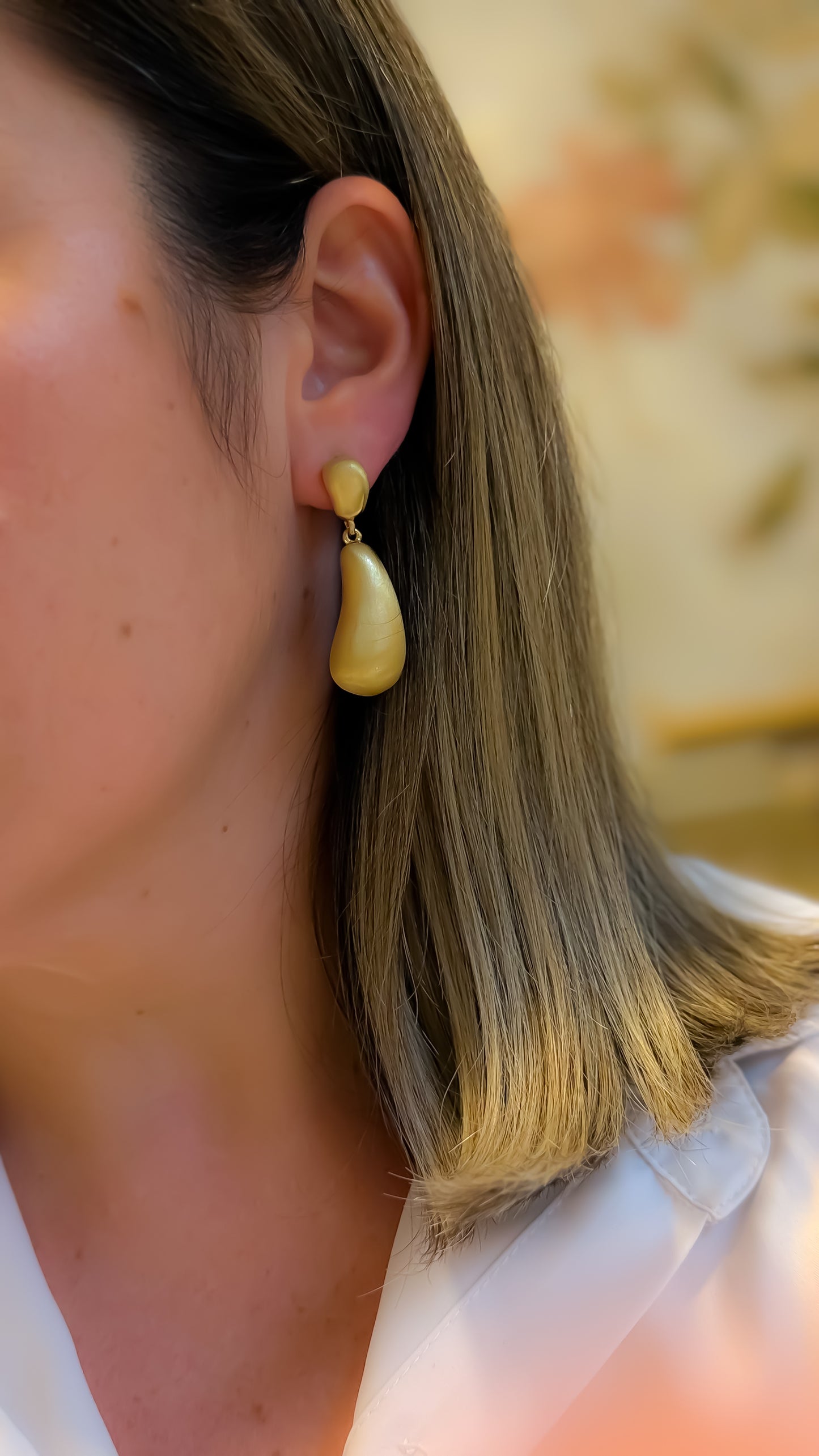 EARRINGS 2 ORGANIC TEAR DROPS BRUSHED