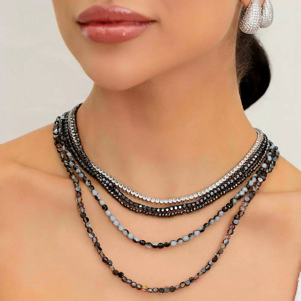 NECKLACE CRYSTAL FLAT CIRCLES