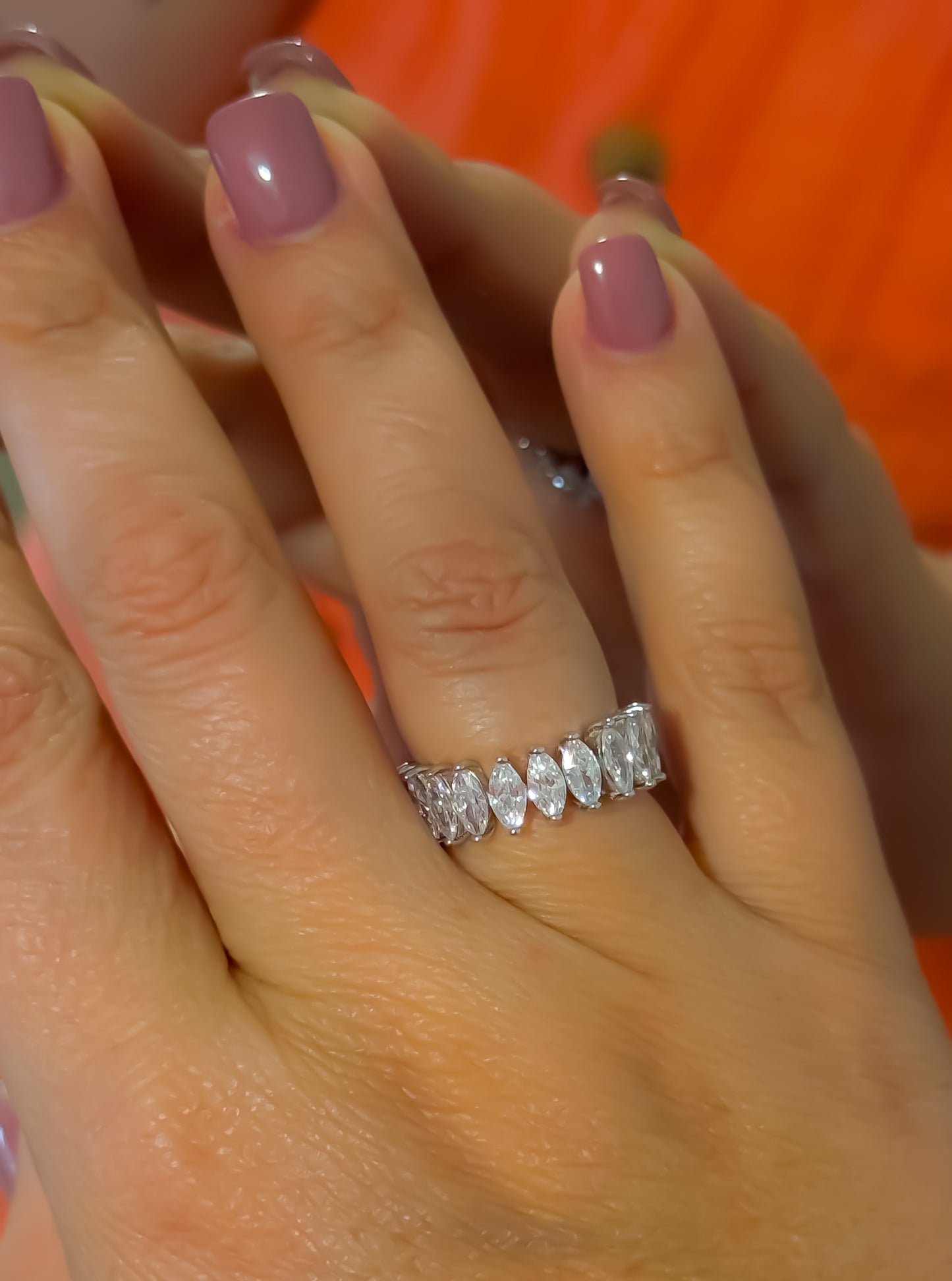 RING BAND MALLEABLE NAVETTE CUBIC ZIRCONIA