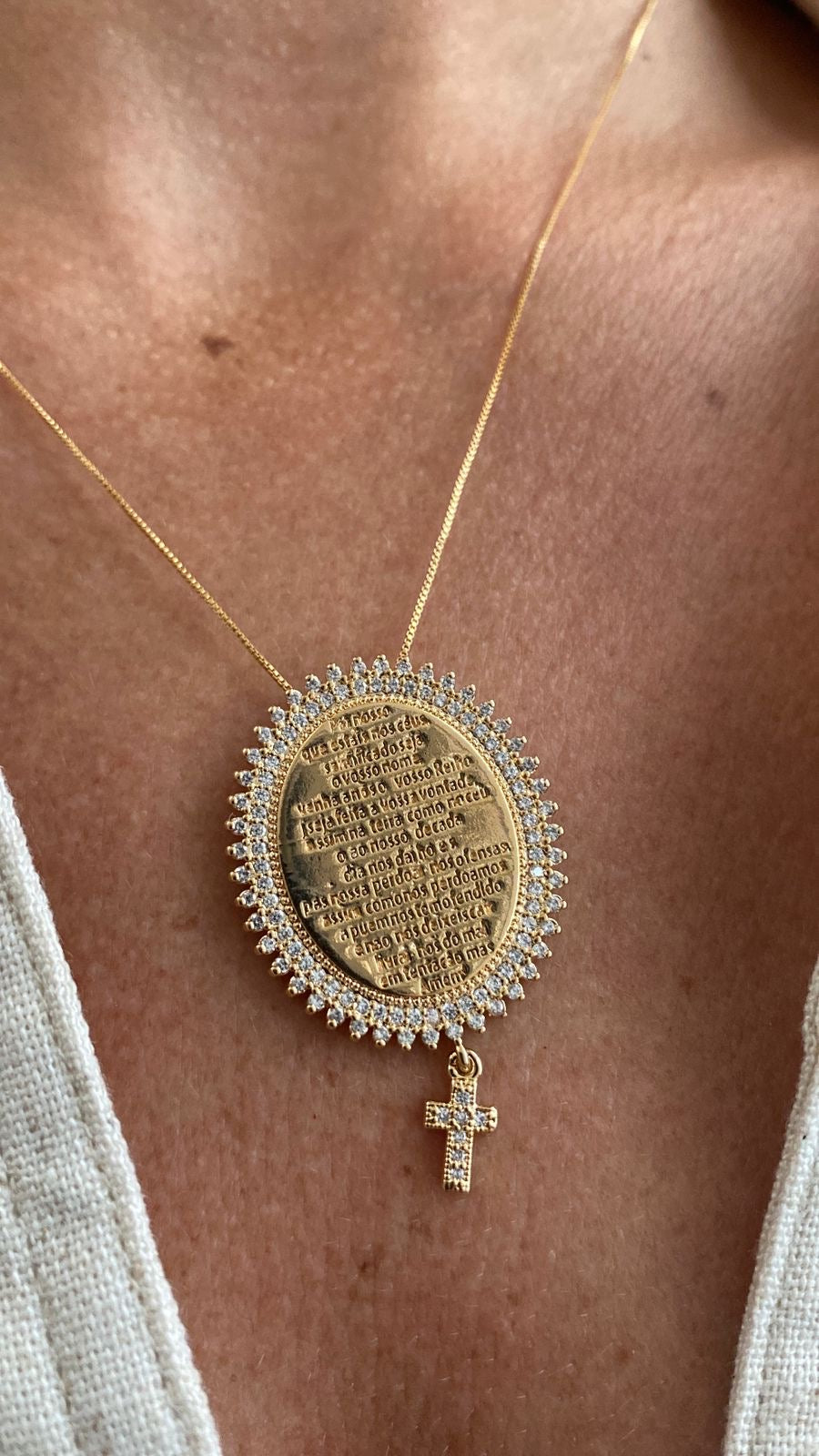 NECKLACE THE LORDS PRAYER (PAI NOSSO) CUBIC ZIRCONIA