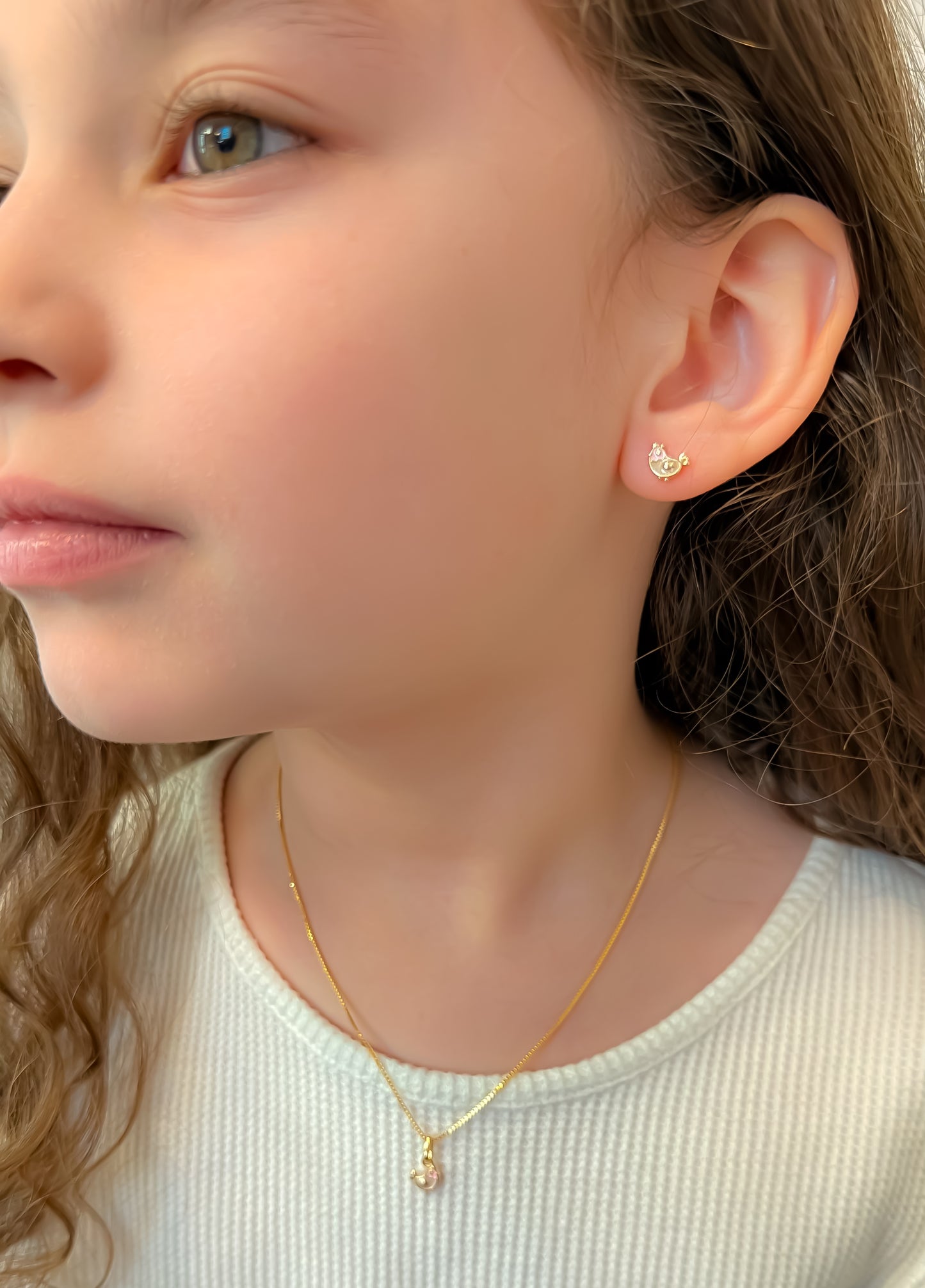 CONJUNTO BRINCO + COLAR INFANTIL PASSARINHO