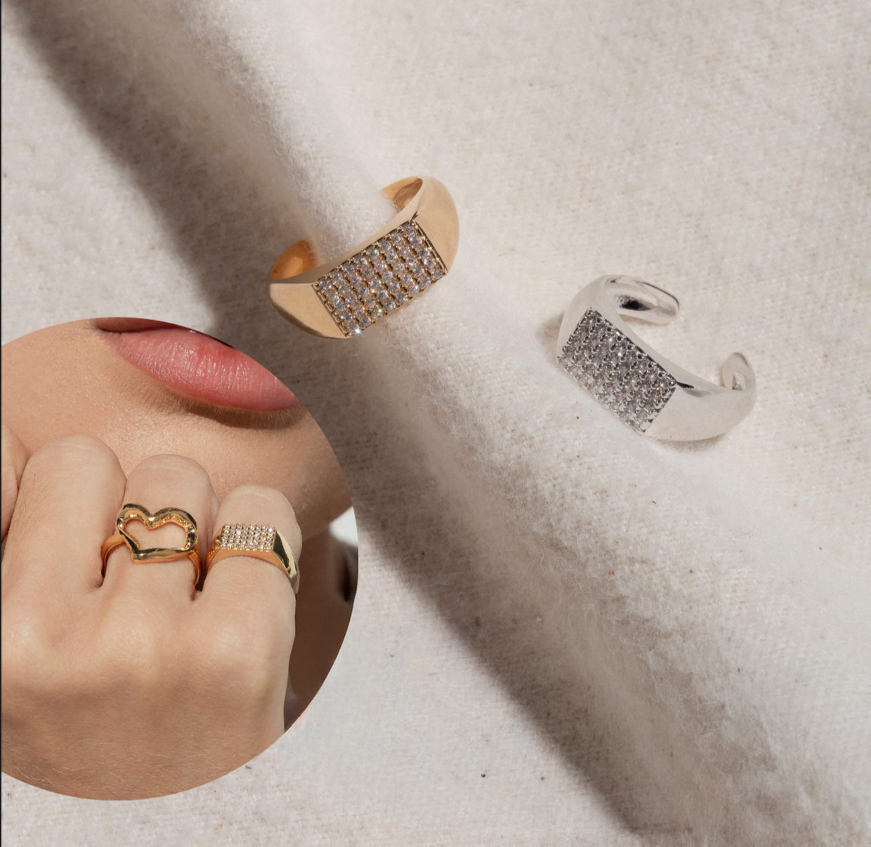 RING STUDDED CUBIB ZIRCON FOR PINKY FINGER ADJUSTABLE