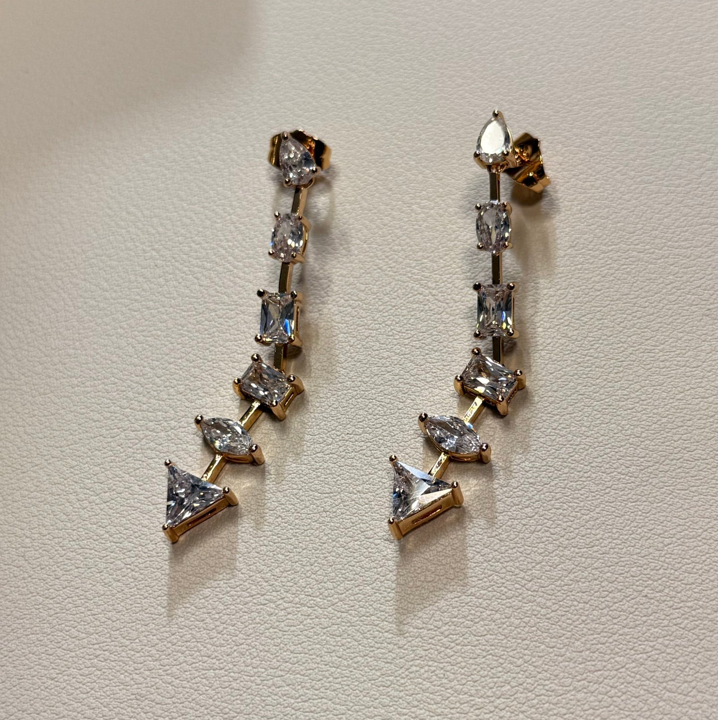 EARRINGS GEOMETRIC LONG CUBIC ZIRCONIA