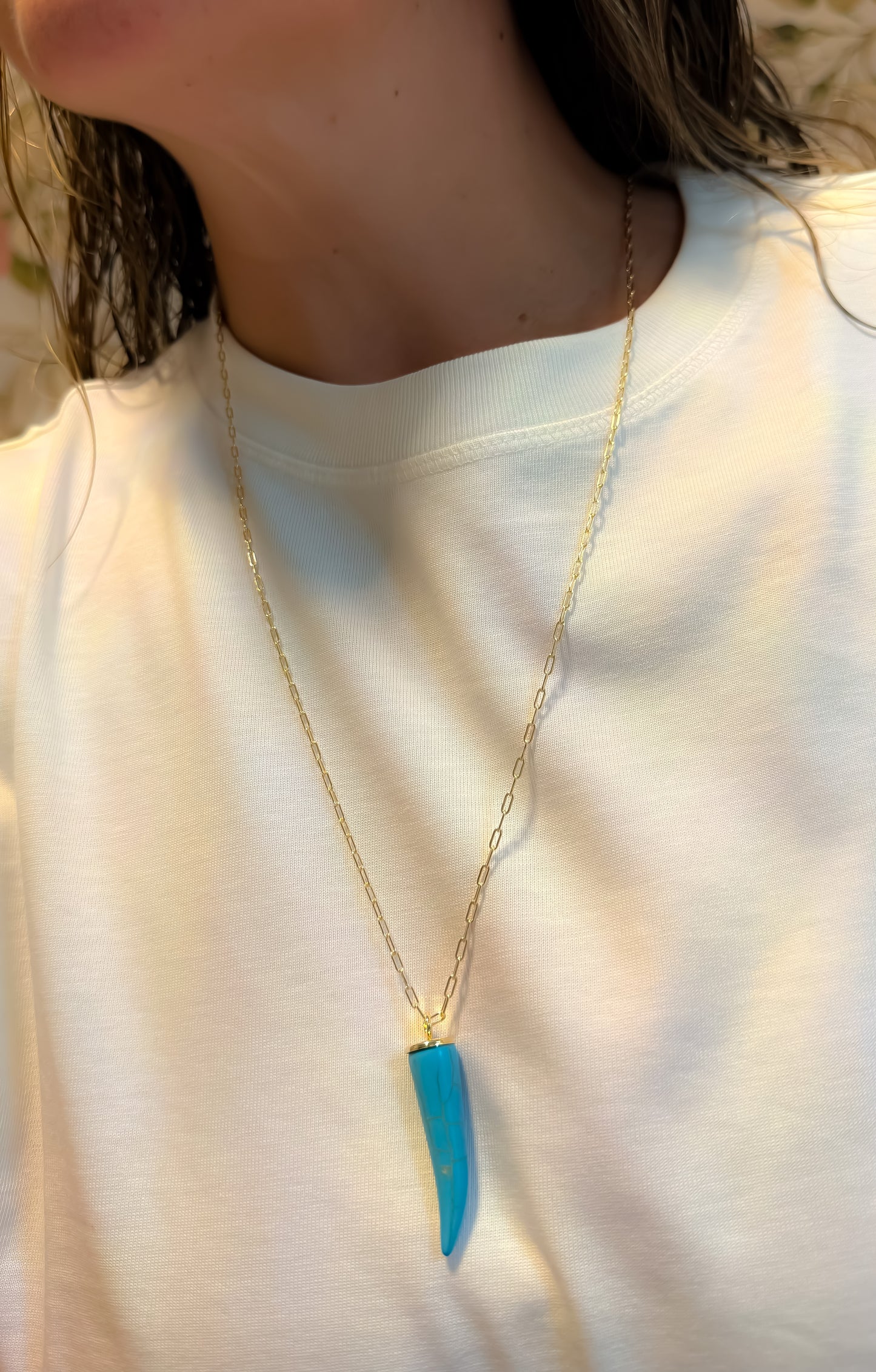 NECKLACE TIGER TOOTH TURQUOISE