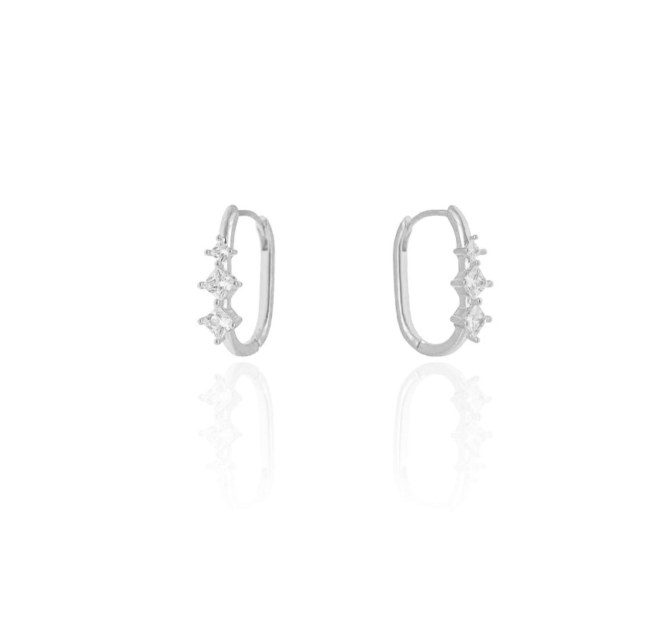 EARRING HOOPS WITH 3 CUBIC ZIRCON